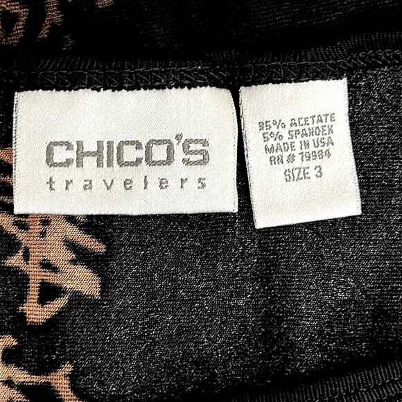 Chico's Travelers Top Size 3 (16) Asian Inspired - Picture 8 of 11